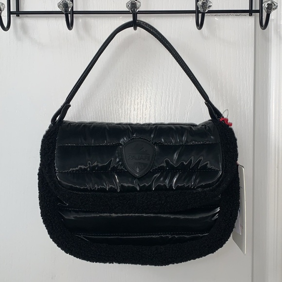 Pajar Handbags - Pajar Quilted Puffer Crossbody Bag with Black Sherpa Border
